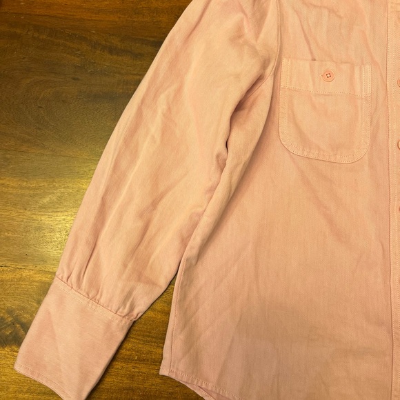 Point Sur by J Crew Women's Small Pink Twill Denim Button Down Shirt Full Sleeve - Picture 2 of 9